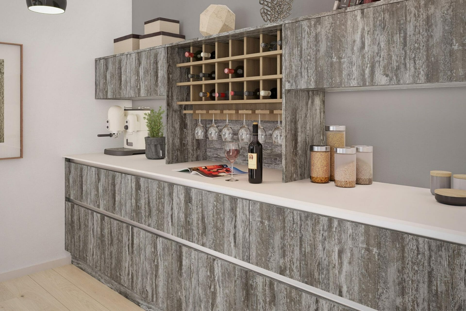 Black and White Woode Effect Kitchen Sidmouth